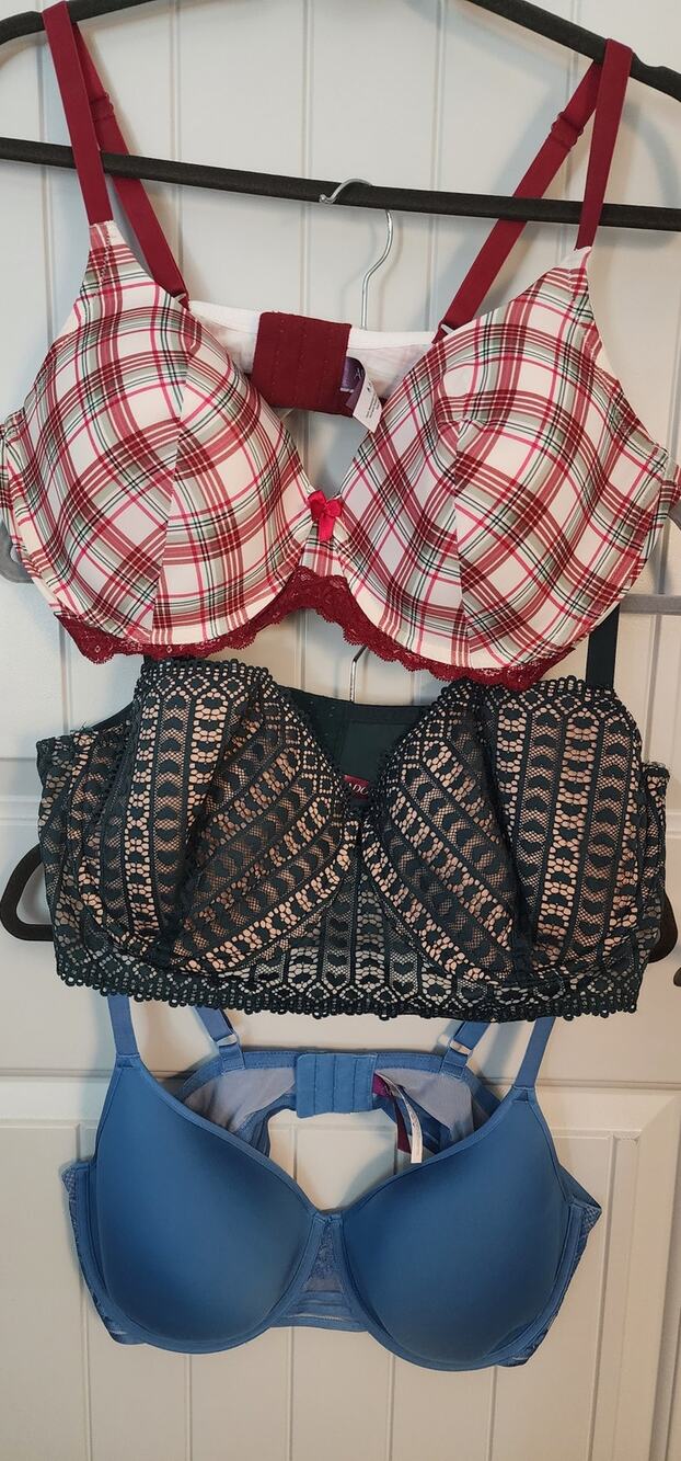 Adore Me 42D Bra Lot of 3 Plaid Lace Smooth Underwire Plus Size
